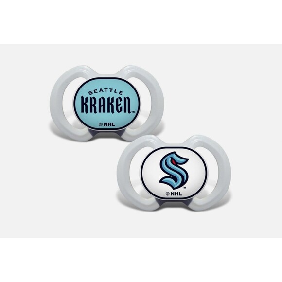 Seattle Kraken Pacifier 2-Pack Orthodontic Silicone Bpa-Free Infant Safe - Picture 3 of 4